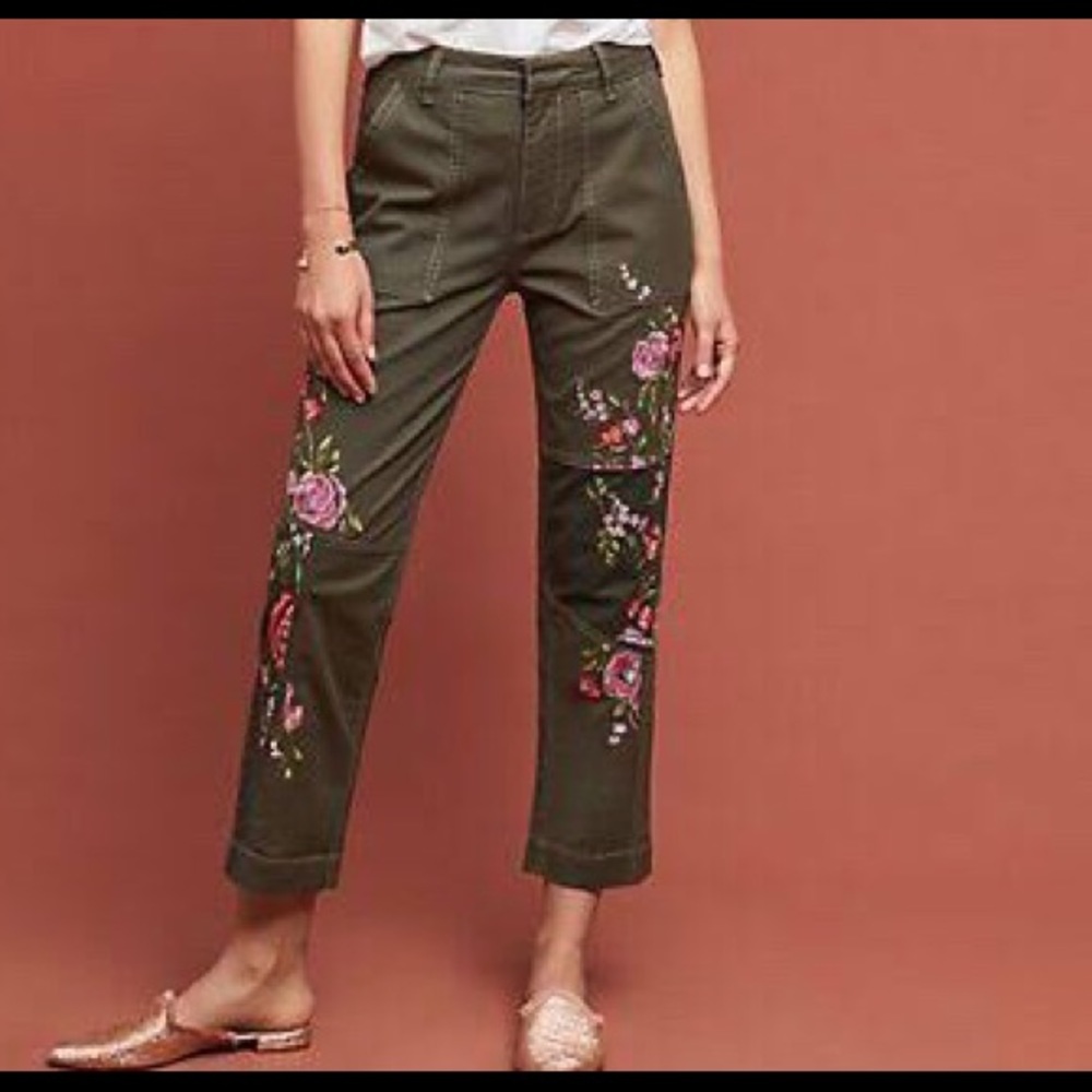 🧵Tailored!🪡 🍃🌺🌸 Anthropologie Embroidered Pant RARE from 24P to 23P! 🌸🌺🍃